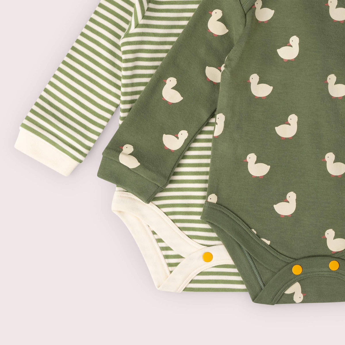 Organic Cotton Bodysuit 2 Pack - Olive Green, Ducks