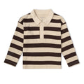 Organic Cotton Long Sleeve Polo - Mocha Stripe