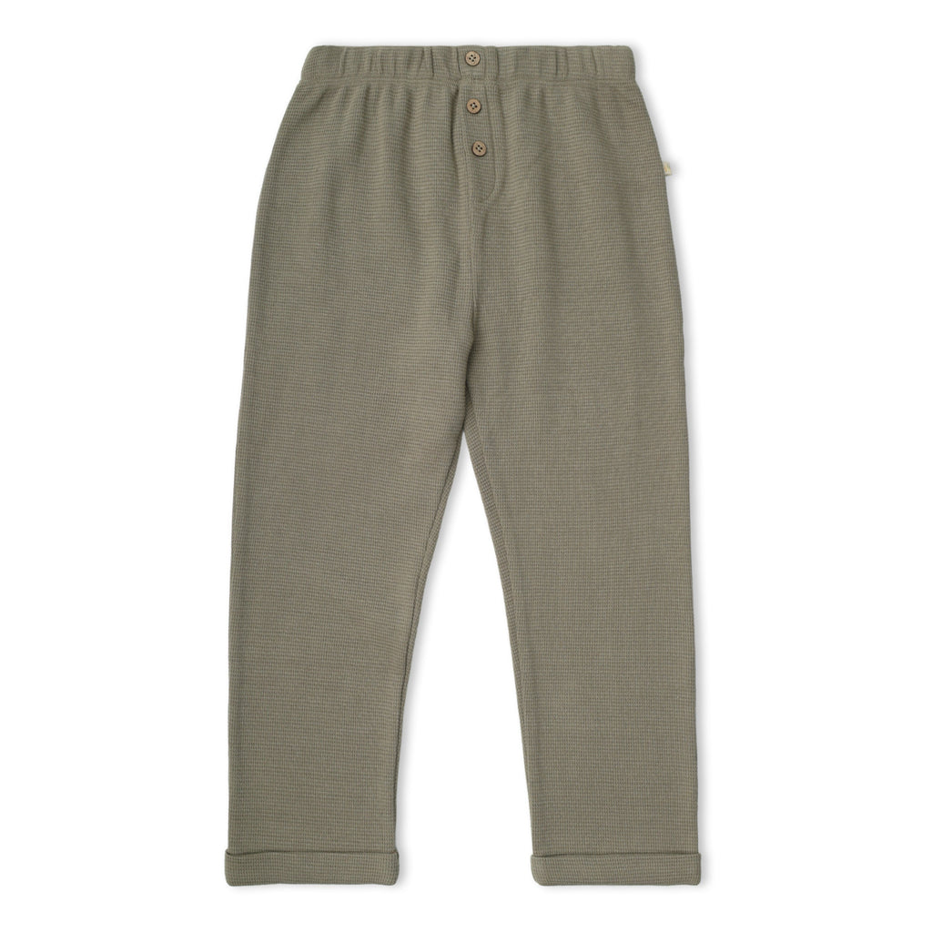 Organic Cotton Tee & Cuffed Pants Set - Olive Stripes