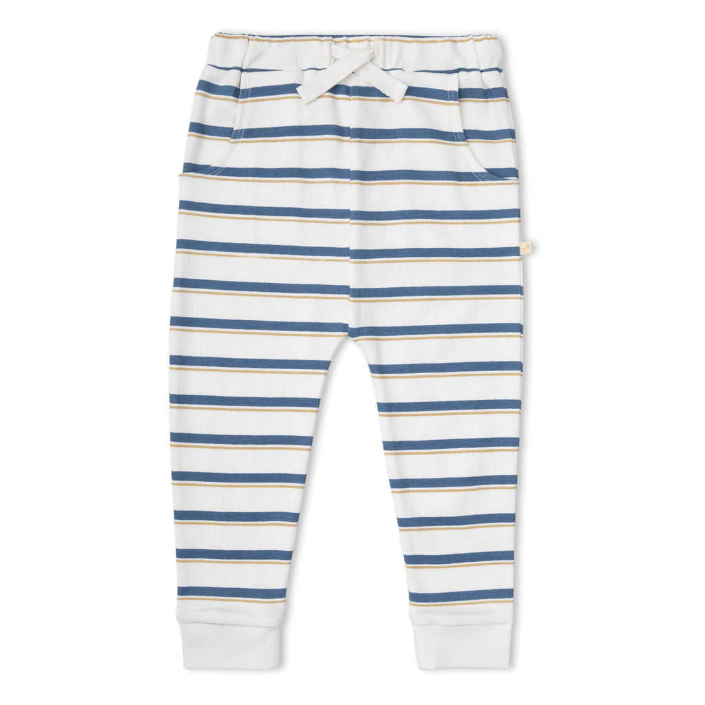 Organic Cotton Tee & Pants Set - Navy Stripe