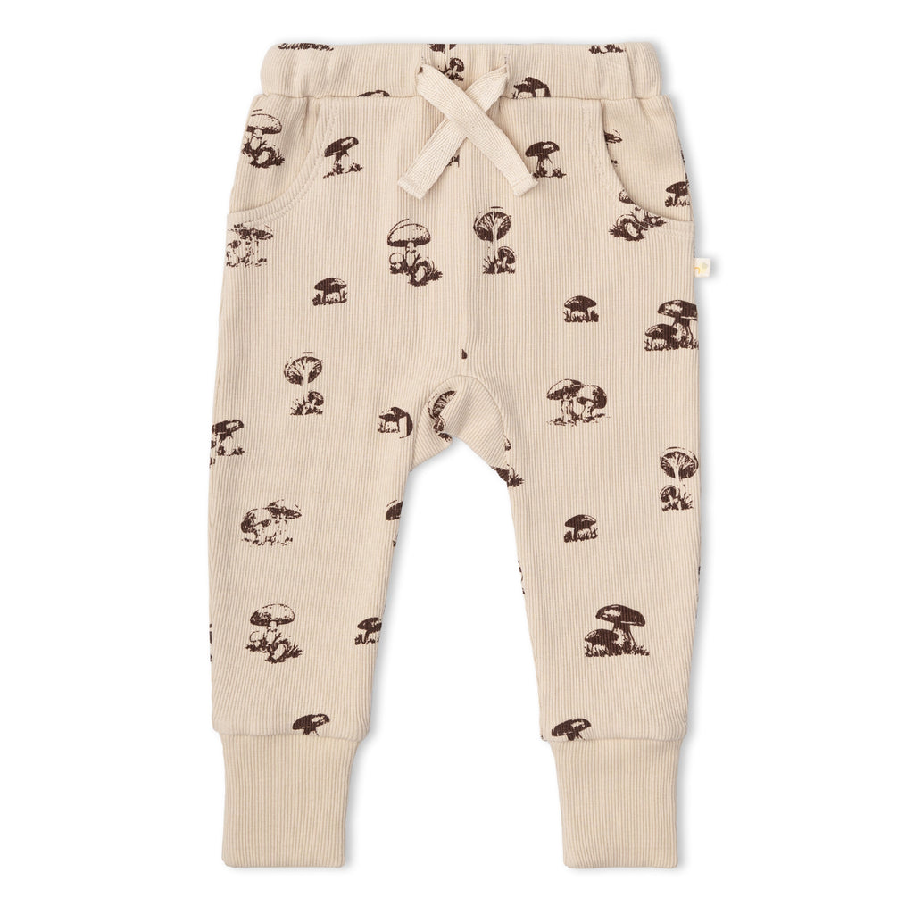 Organic Cotton Kimono Onesie & Pants Set - Mushroom