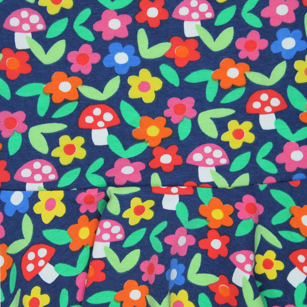 Organic Cotton Long Sleeve Skater Dress - Flower Print