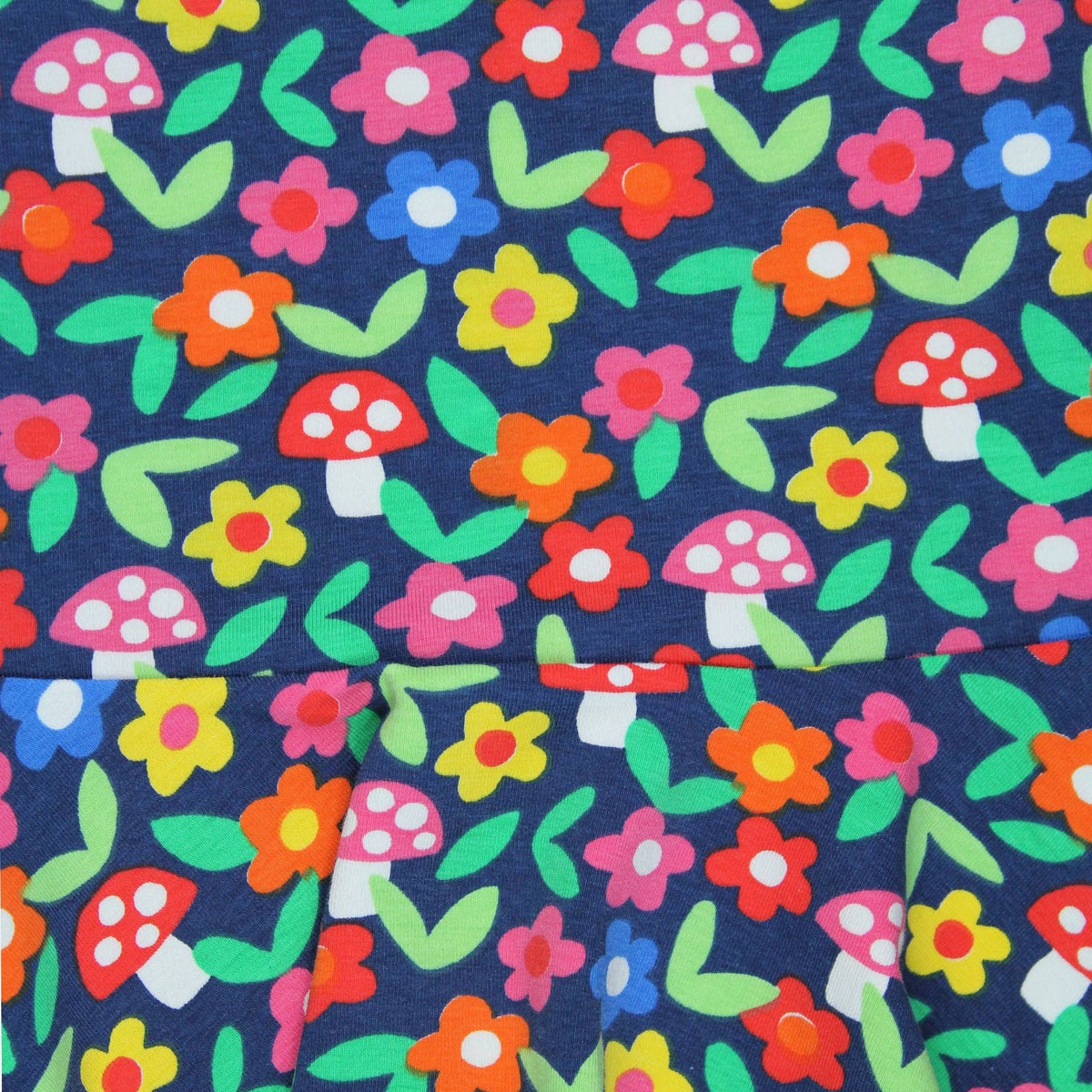 Organic Cotton Long Sleeve Skater Dress - Flower Print