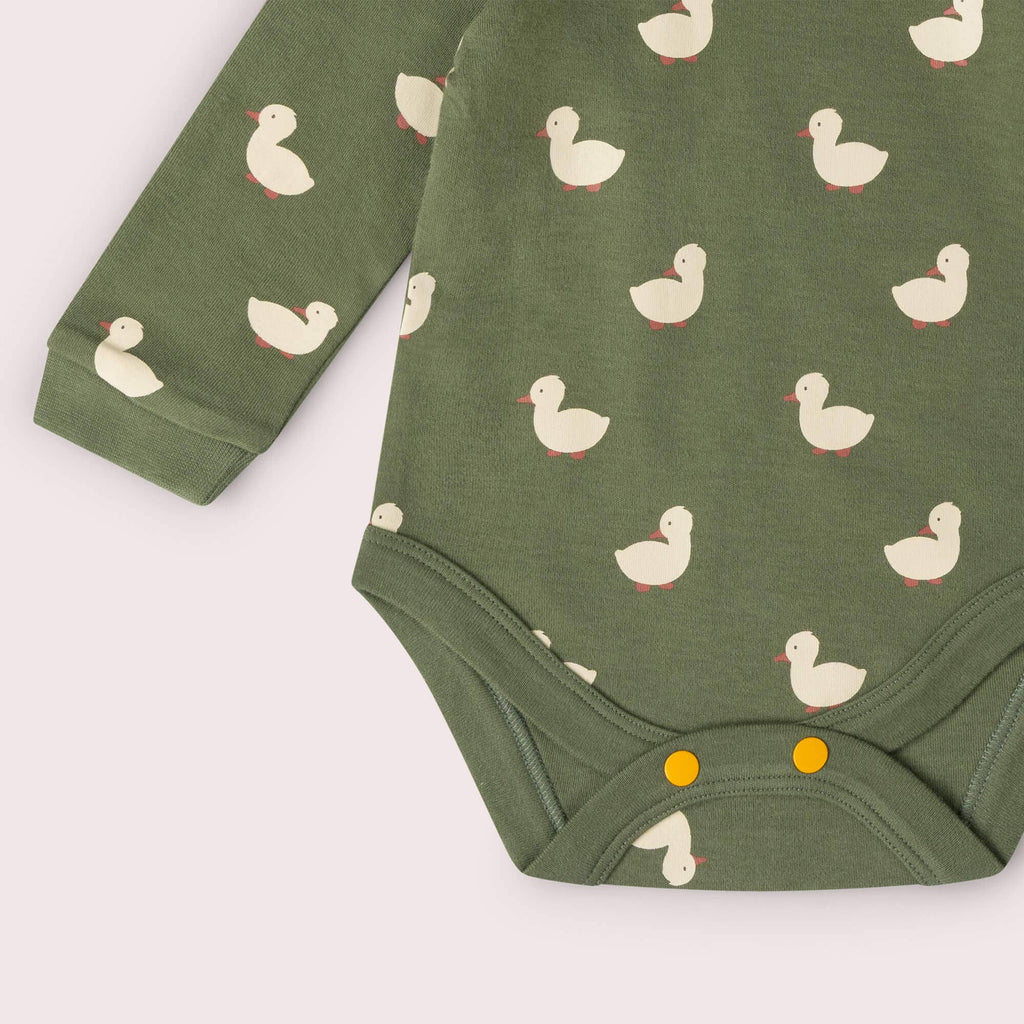 Organic Cotton Bodysuit 2 Pack - Olive Green, Ducks