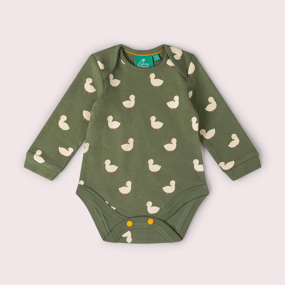 Organic Cotton Bodysuit 2 Pack - Olive Green, Ducks
