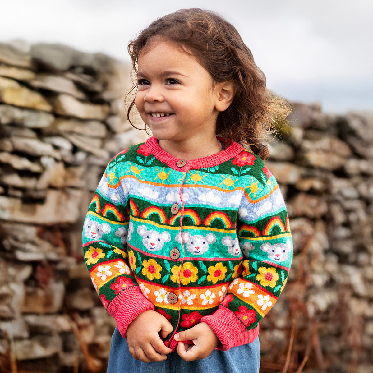 Organic Cotton Fair Isle Cardigan - Mouse