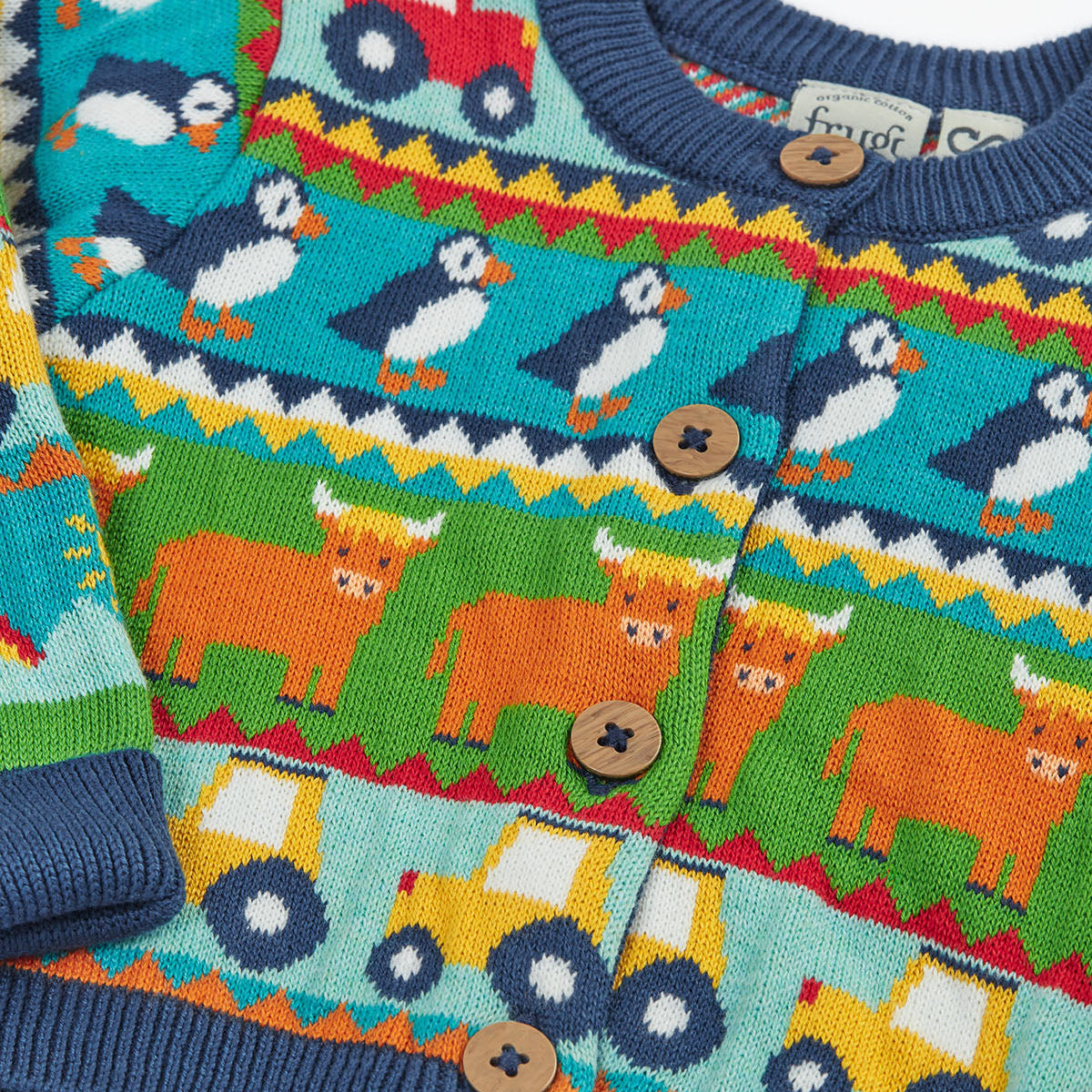 Organic Cotton Fair Isle Cardigan - Farm