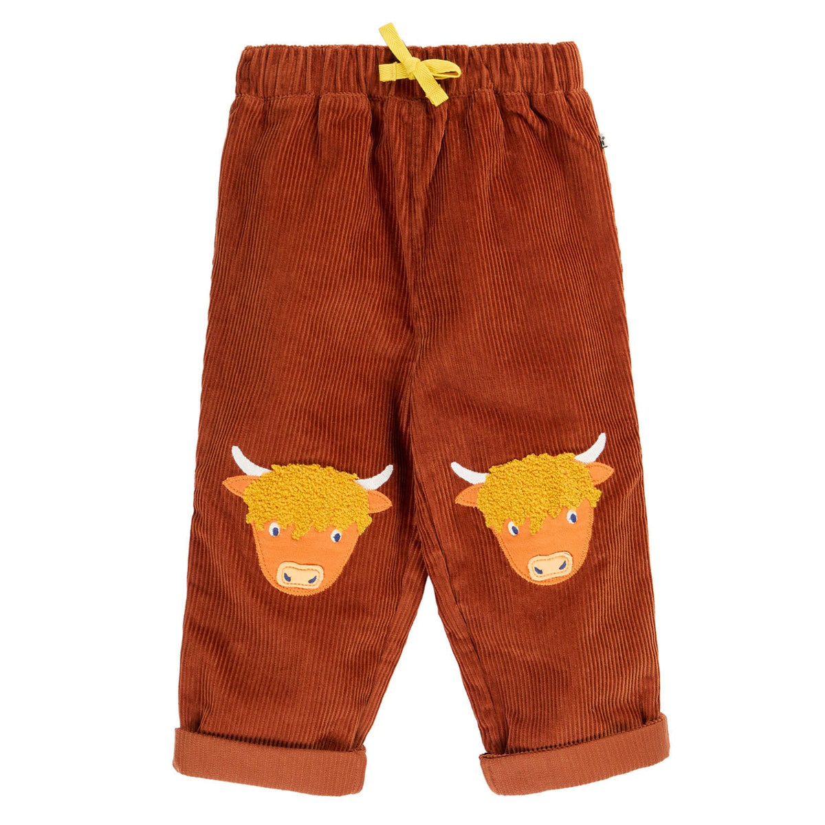 Organic Cotton Knee Patch Corduroys - Highland Cow