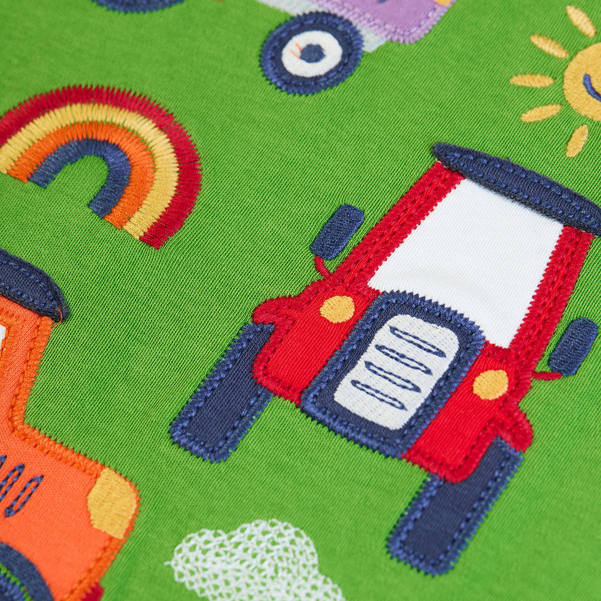 Organic Cotton Long Sleeve T-Shirt - Tractors Appliqué