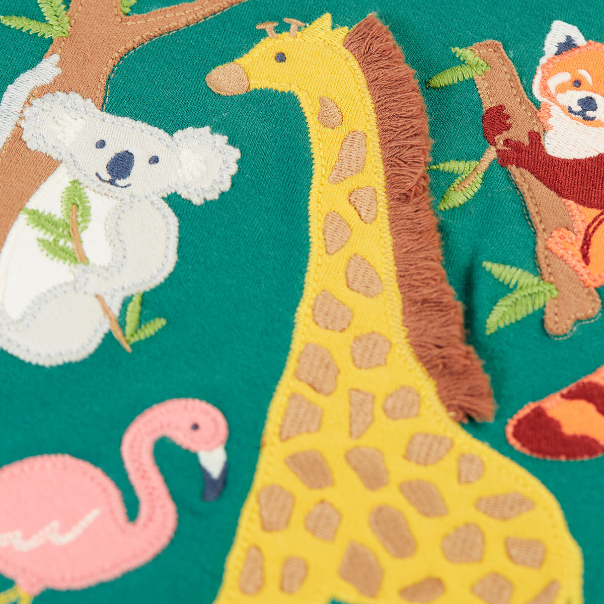 Organic Cotton Long Sleeve T-Shirt - Zoo Animals Appliqué