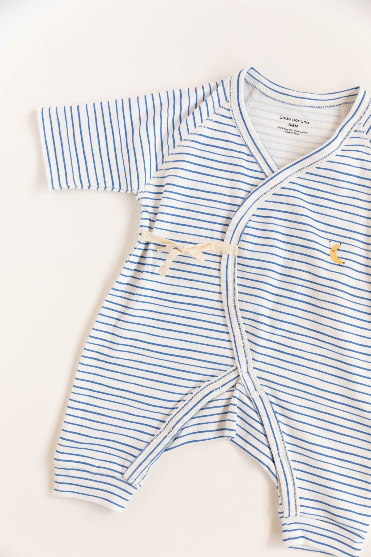 Organic Cotton Kimono Onesie - Blue Stripe