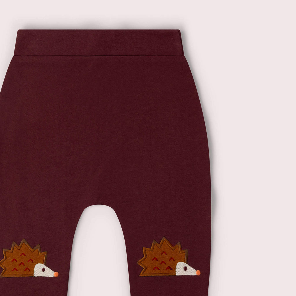 Organic Cotton Knee Patch Joggers - Brown, Hedgehog