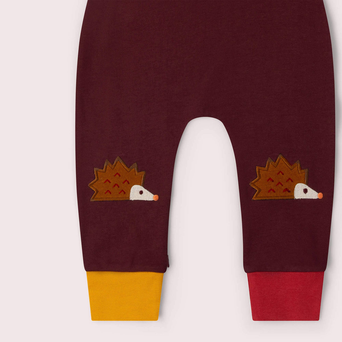 Organic Cotton Knee Patch Joggers - Brown, Hedgehog