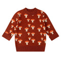 Organic Cotton Knitted Sweater - Rust, Mushrooms