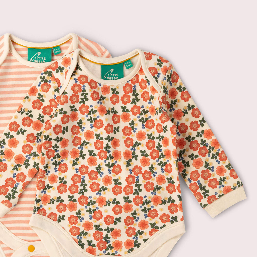 Organic Cotton Bodysuit 2 Pack - Pink, Petals