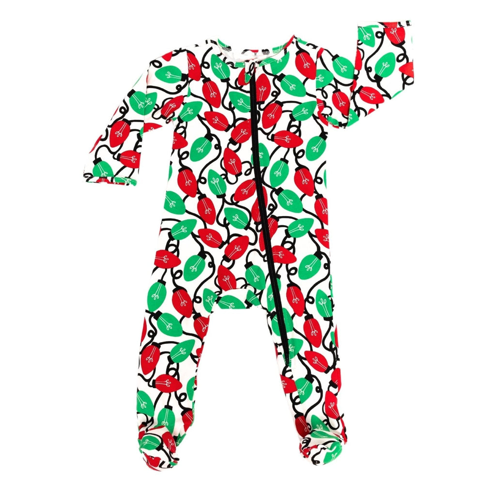 Organic Cotton Footie Pajamas - Holiday Lights