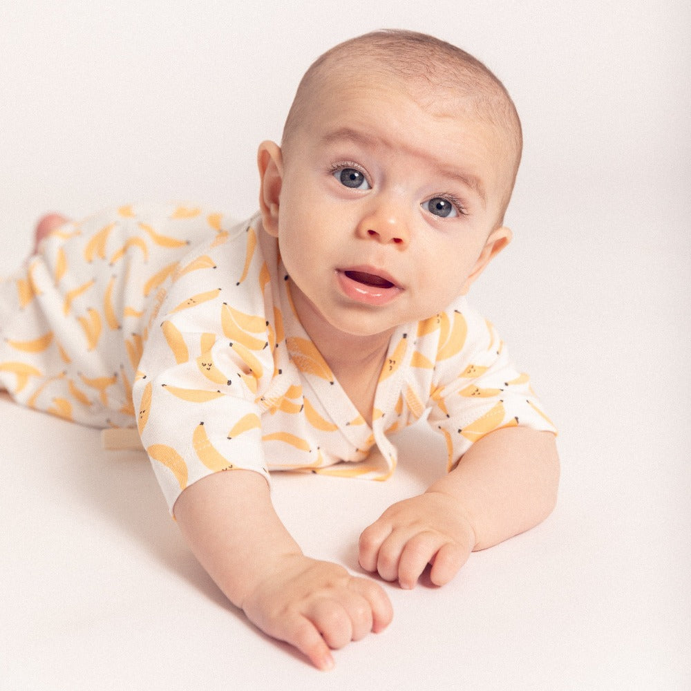 Organic Cotton Kimono Onesie - Banana Print