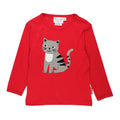 Organic Cotton Long Sleeve T-Shirt - Cat Appliqué