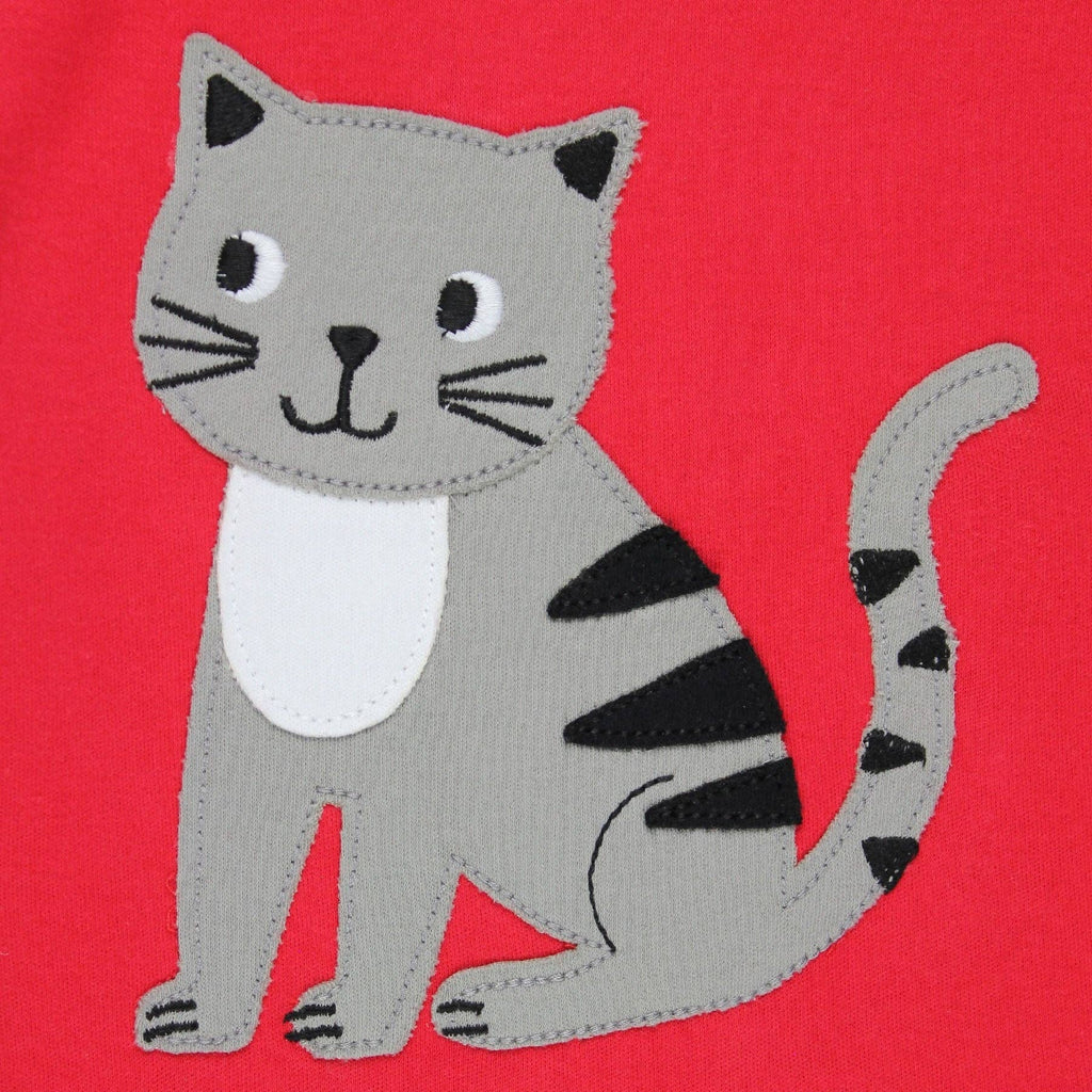 Organic Cotton Long Sleeve T-Shirt - Cat Appliqué