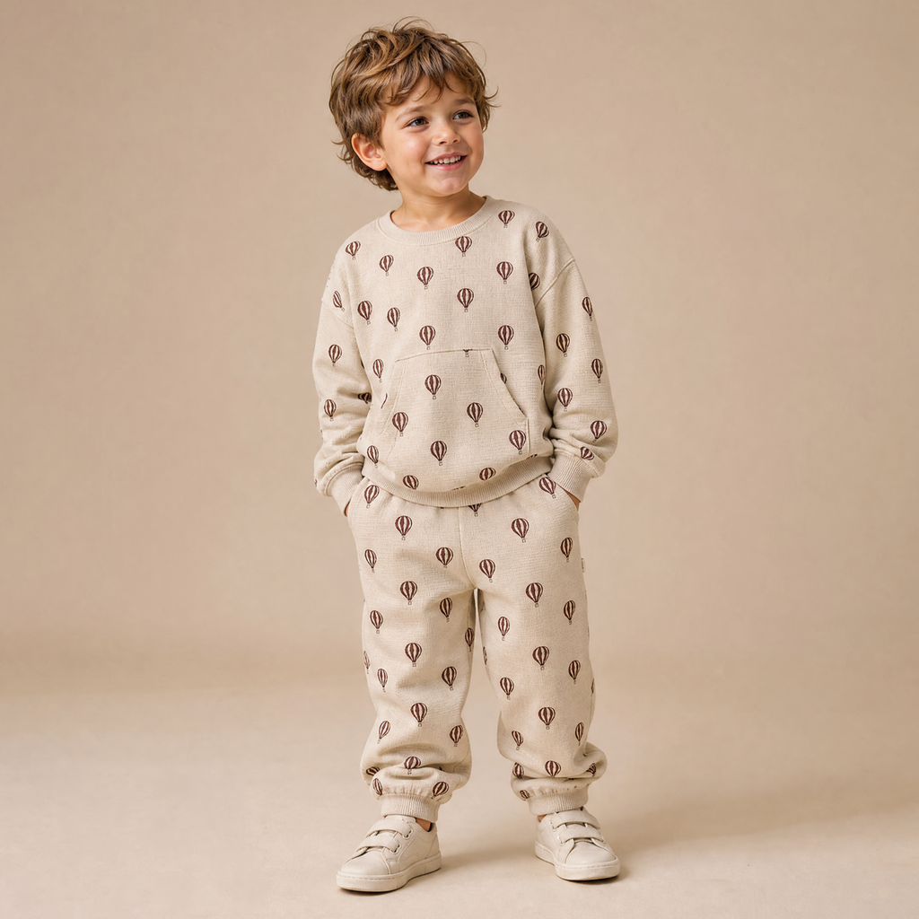 Organic Cotton Tee & Pant Slouch Set - Ballon Voyage