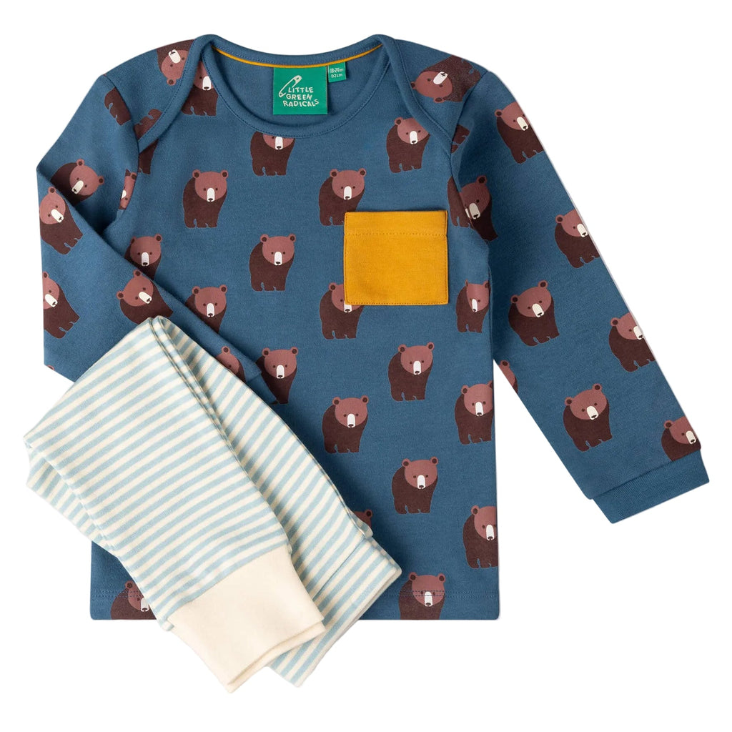 Organic Cotton T-Shirt & Jogger Playset - Blue, Bears
