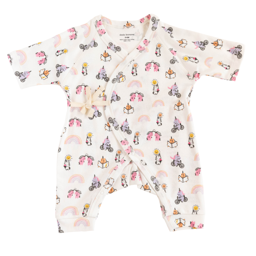 Organic Cotton Kimono Onesie - Unicorn