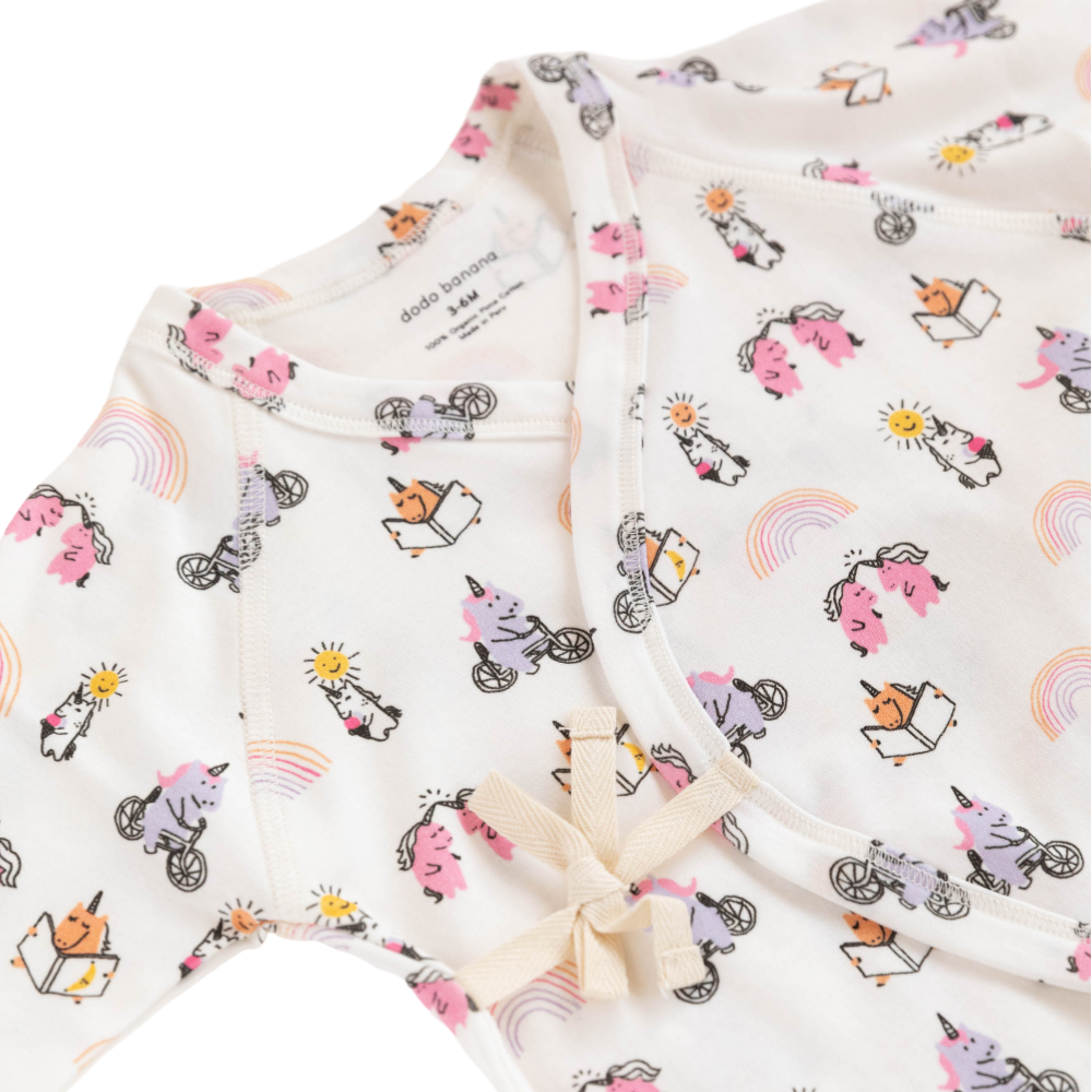 Organic Cotton Kimono Onesie - Unicorn